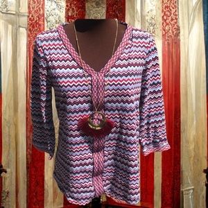 Kim Rogers Indian Trim 100% cotton 3/4 sleeve